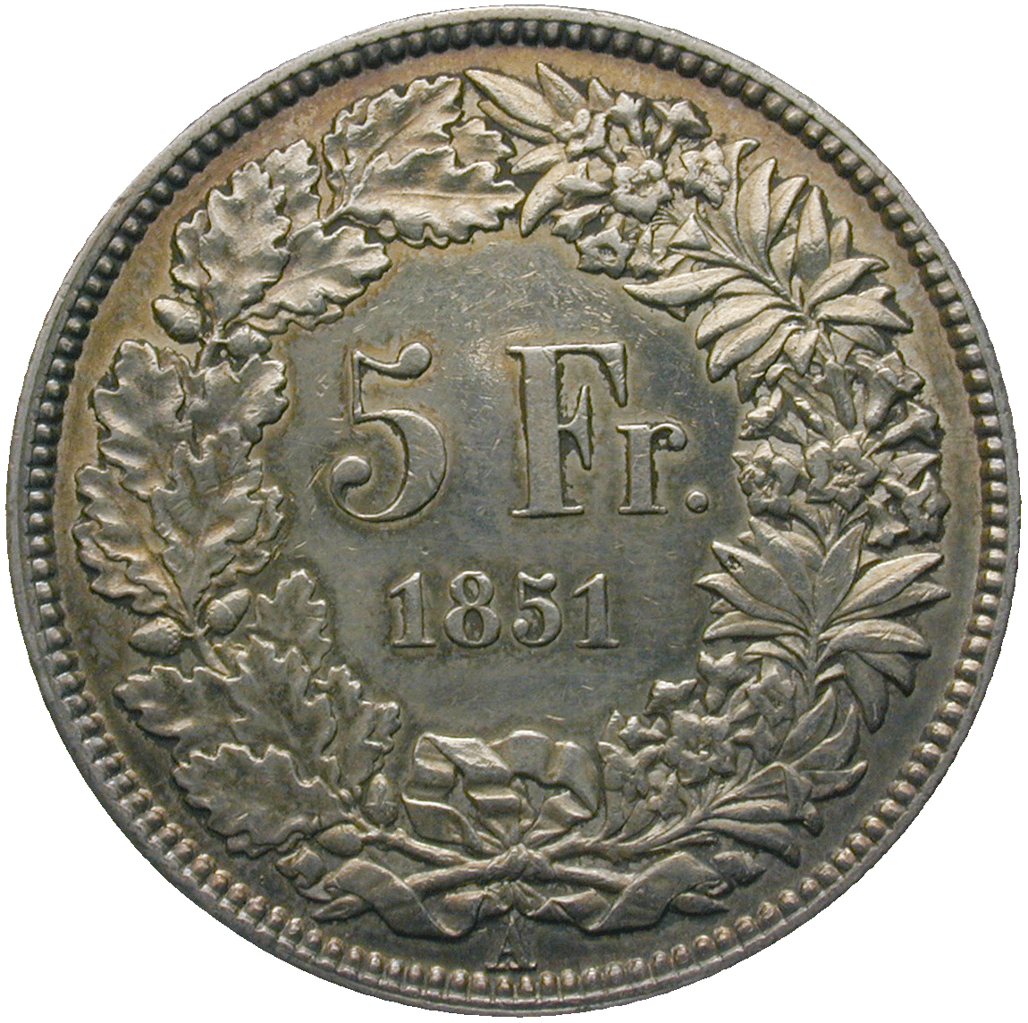 Swiss Confederation, 5 Francs 1851 (reverse)
