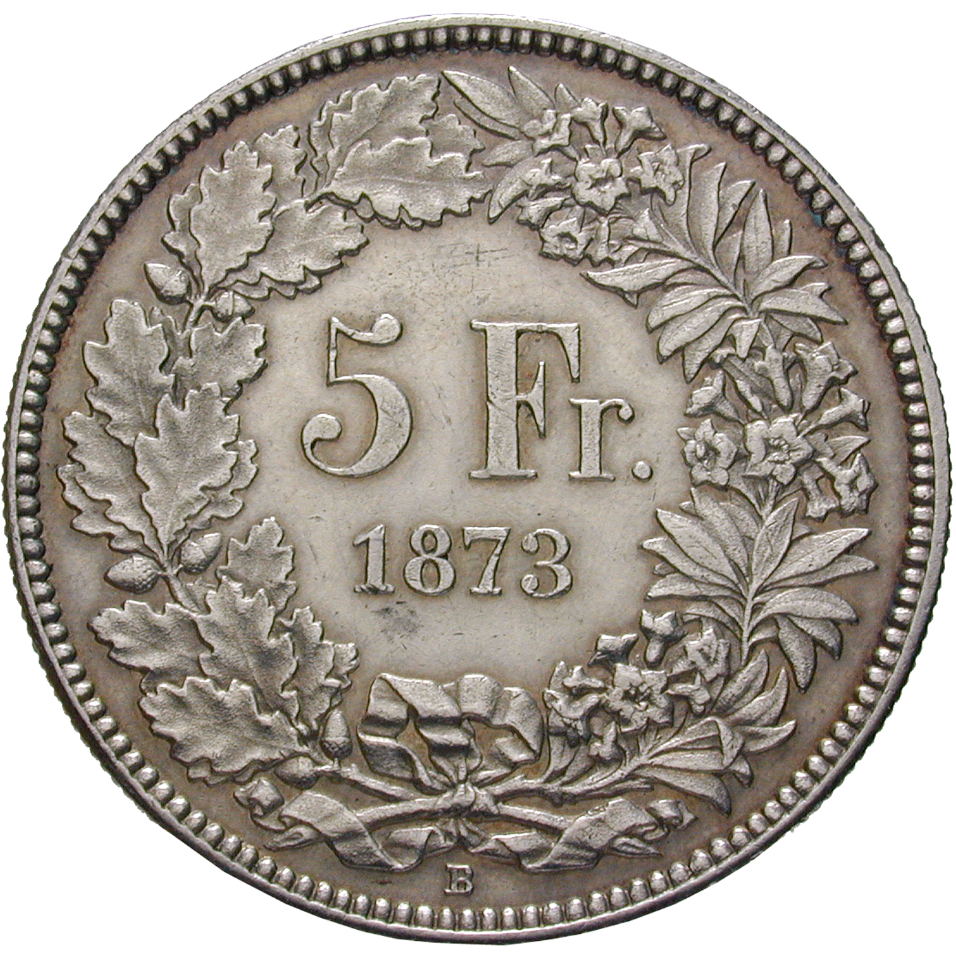 Swiss Confederation, 5 Francs 1873 (reverse)