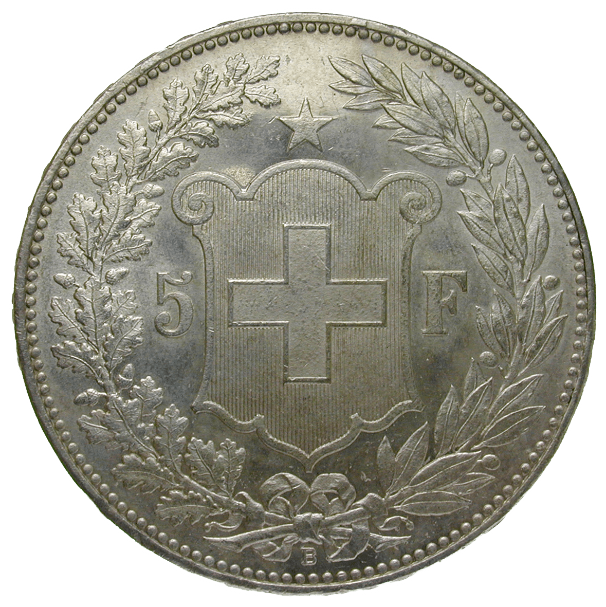 Swiss Confederation, 5 Franks 1889 (reverse)