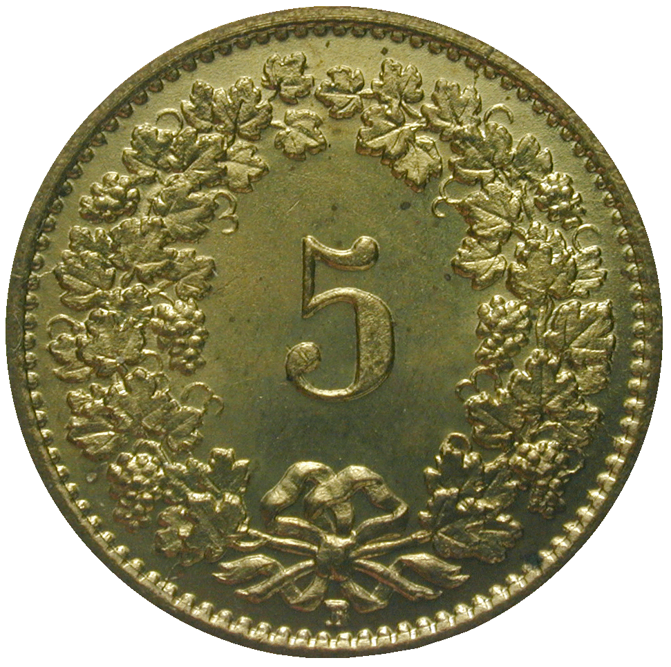 Swiss Confederation, 5 Rappen 1918 (reverse)