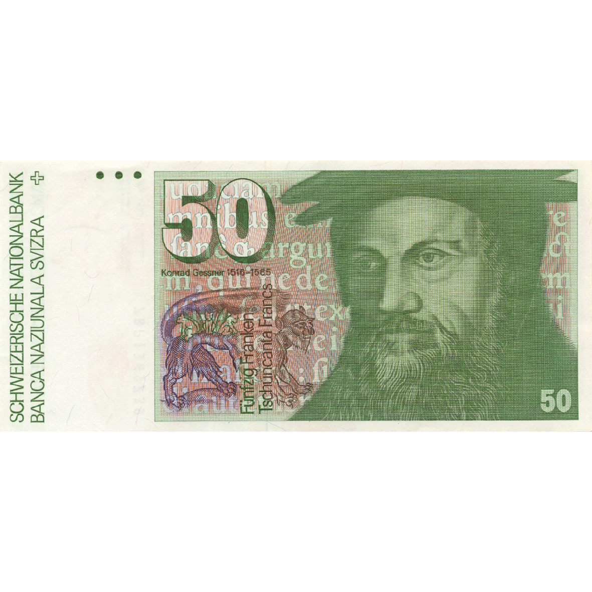 Swiss Confederation, 50 Francs (6th Banknote Series, in Circulation 1976-2000) (obverse)