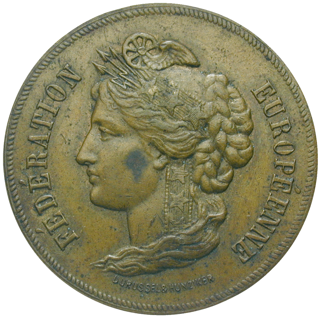 Swiss Confederation, Private Proof Issue of 20 Ronds by the Medallist Edouard Durussel (obverse)
