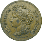 Swiss Confederation, Private Proof Issue of 20 Ronds by the Medallist Edouard Durussel (obverse)