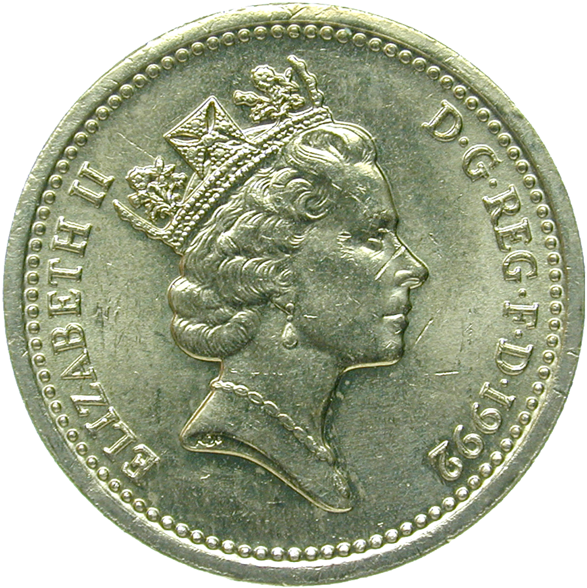 United Kingdom of Great Britain, Elizabeth II, 1 Pound 1992 (obverse)