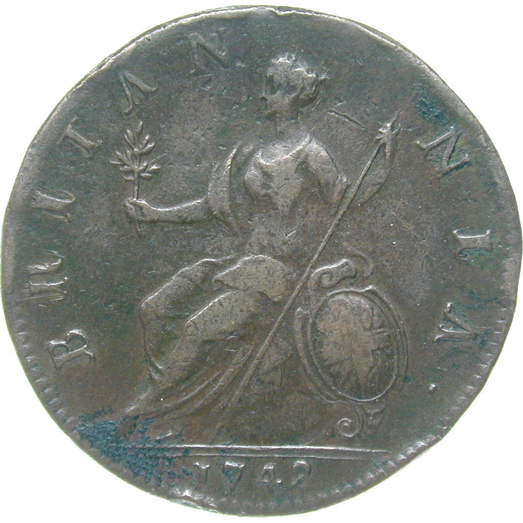 United Kingdom of Great Britain, George II, 1/2 Penny 1742 (reverse)