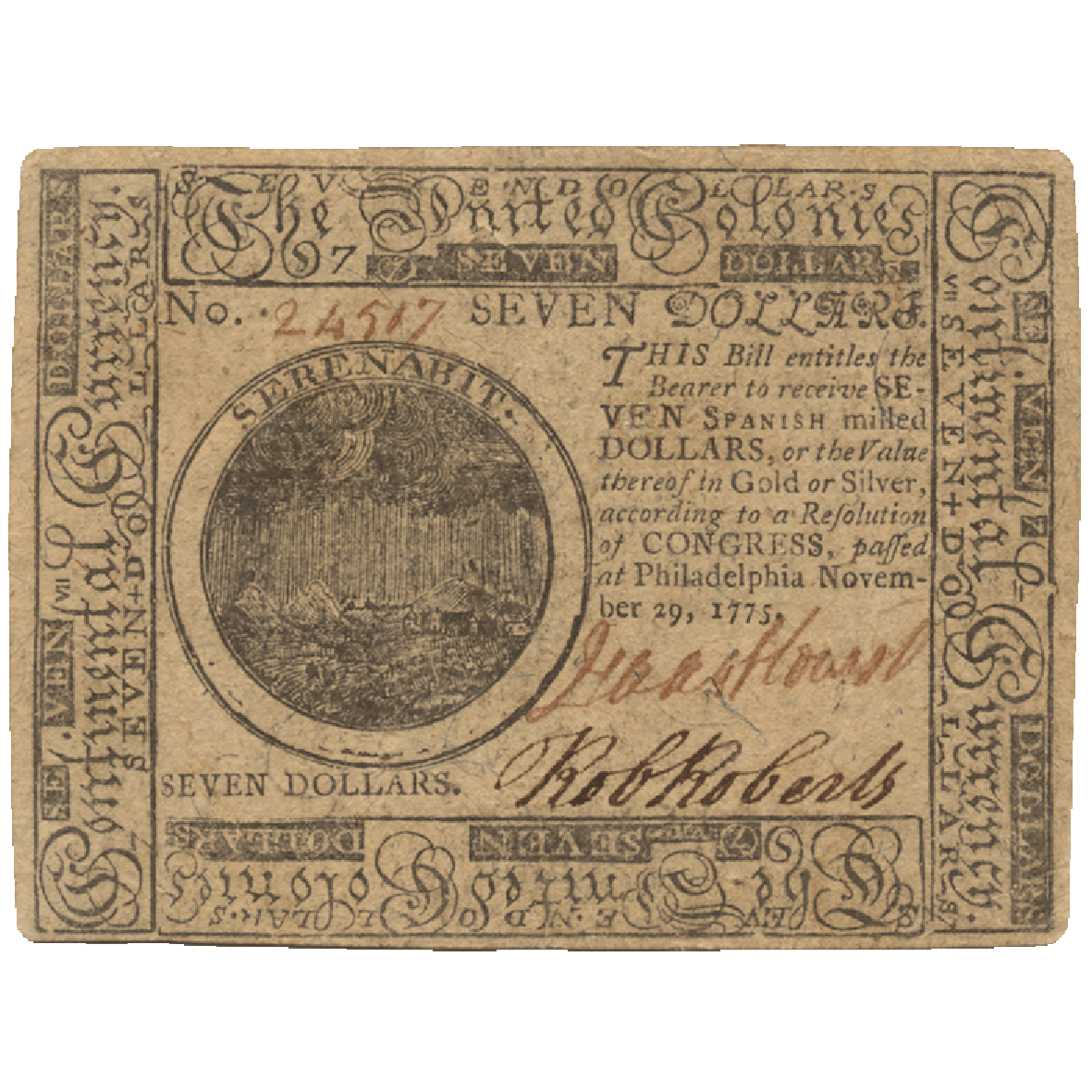 United States of America, 7 Dollars 1775 (obverse)