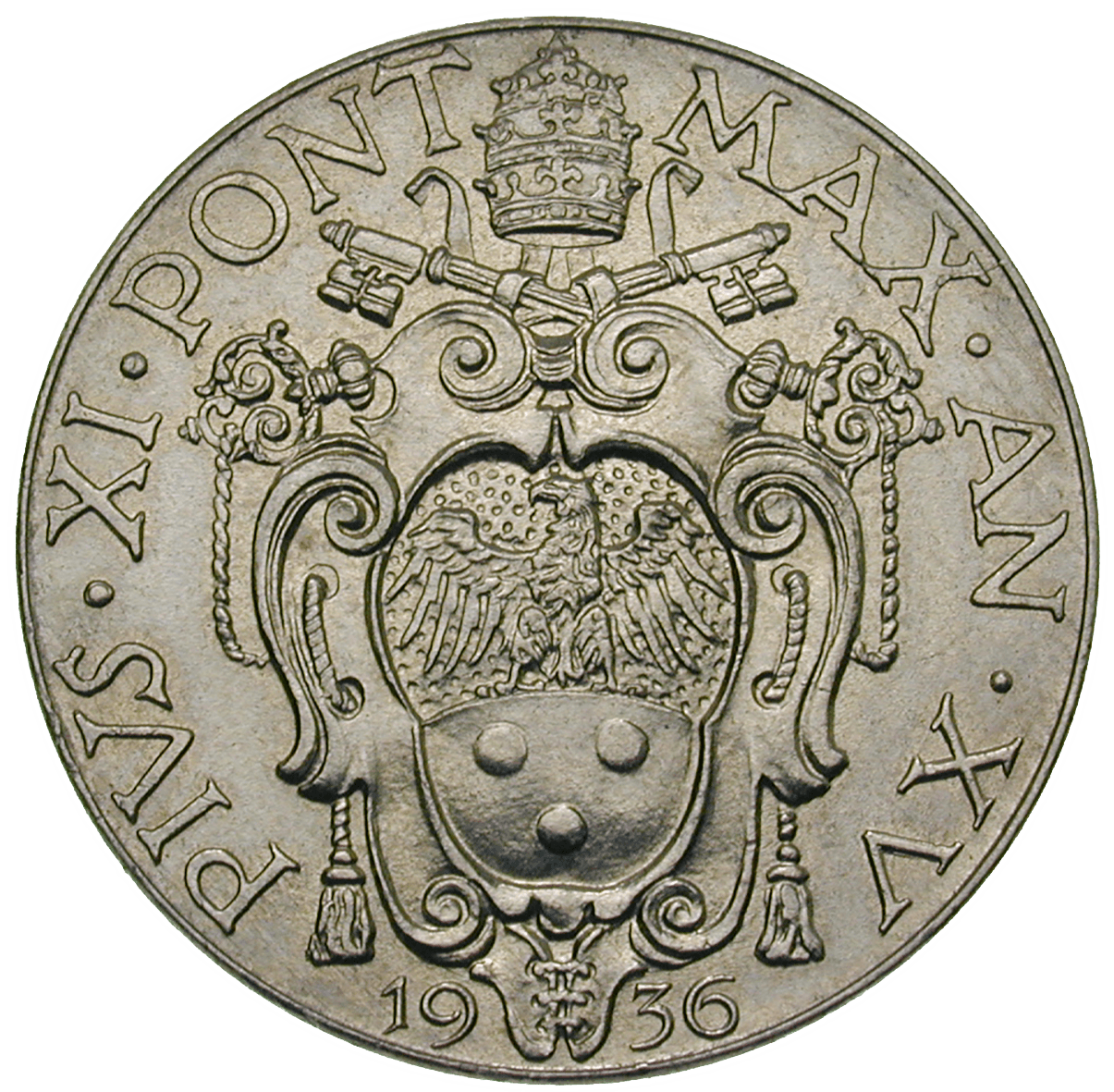 Vatican City, Pius XI, 2 Lire 1936 (obverse)