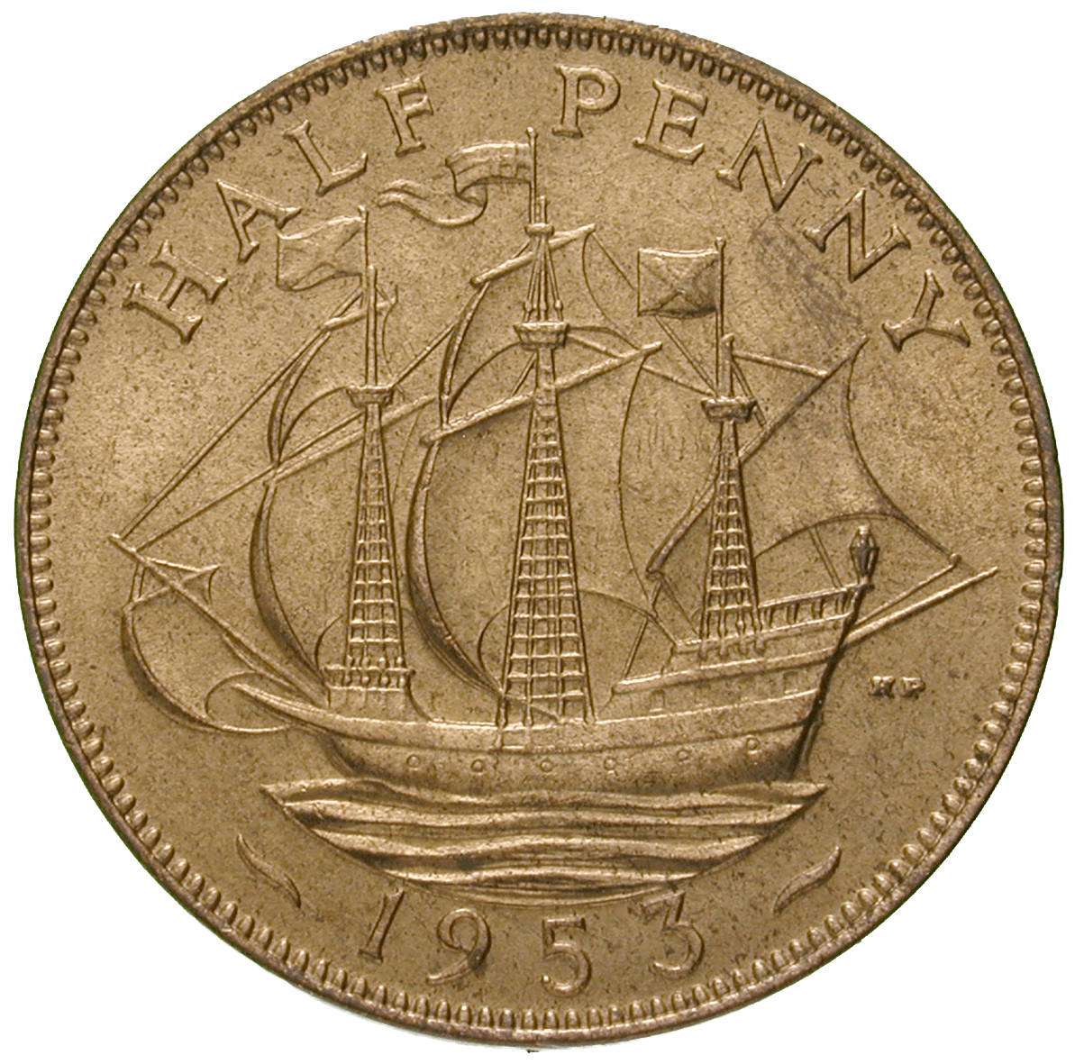Vereinigtes Königreich Grossbritannien, Elisabeth II., 1/2 Penny 1953 (reverse)