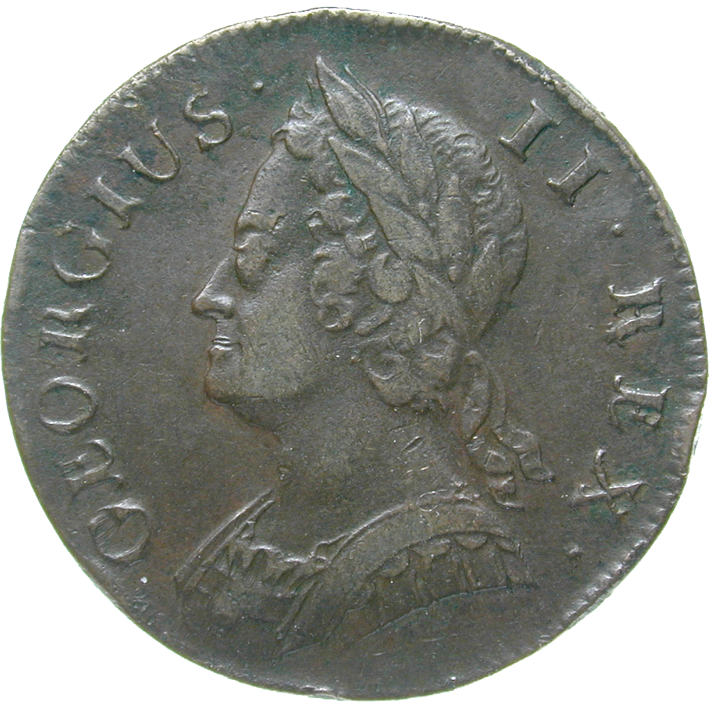 Vereinigtes Königreich Grossbritannien, Georg II., 1/2 Penny 1742 (obverse)