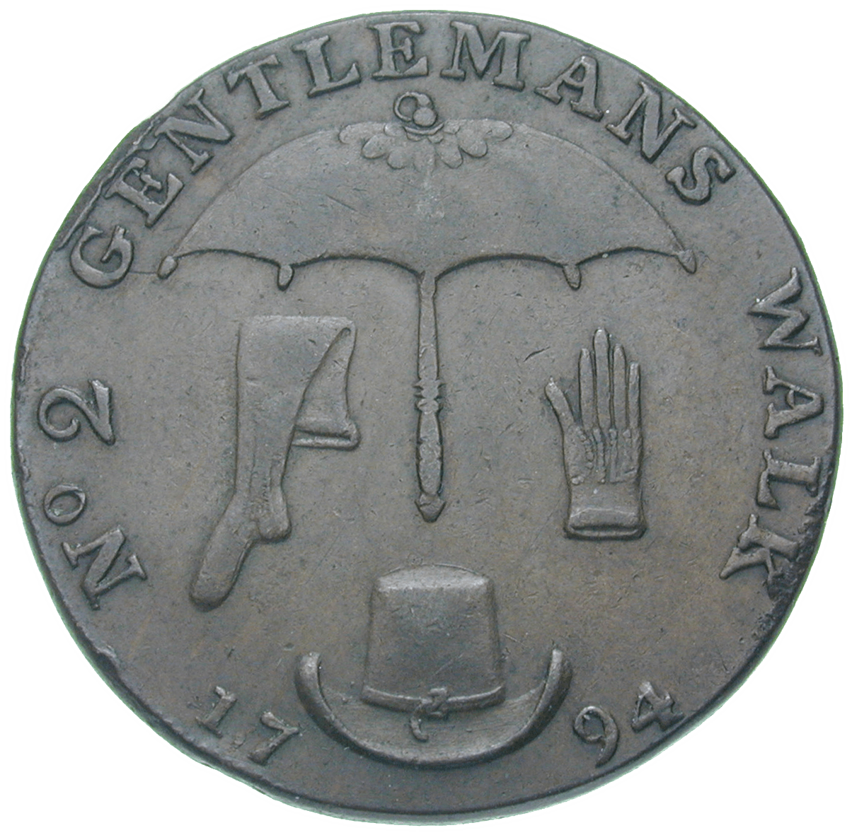 Vereinigtes Königreich Grossbritannien, J. Clarke's Market Place, Token im Wert von 1/2 Penny 1794 (reverse)