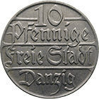 Weimar Republic, Free City of Danzig, 10 Pfennigs 1923 (obverse)
